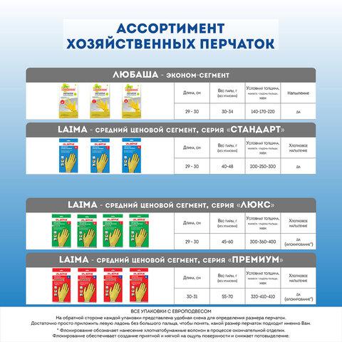 Перчатки МНОГОРАЗОВЫЕ латексные LAIMA "ПРЕМИУМ", хлопчатобумажное напыление, СВЕРХПЛОТНЫЕ, размер 6,5-7, S (малый), желтые, вес 55 г, 600570