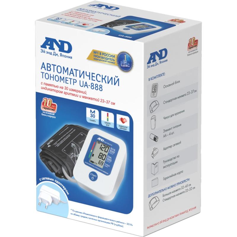 Тонометр AND UA-888AC  стандартная манжета 23-37, с адаптером
